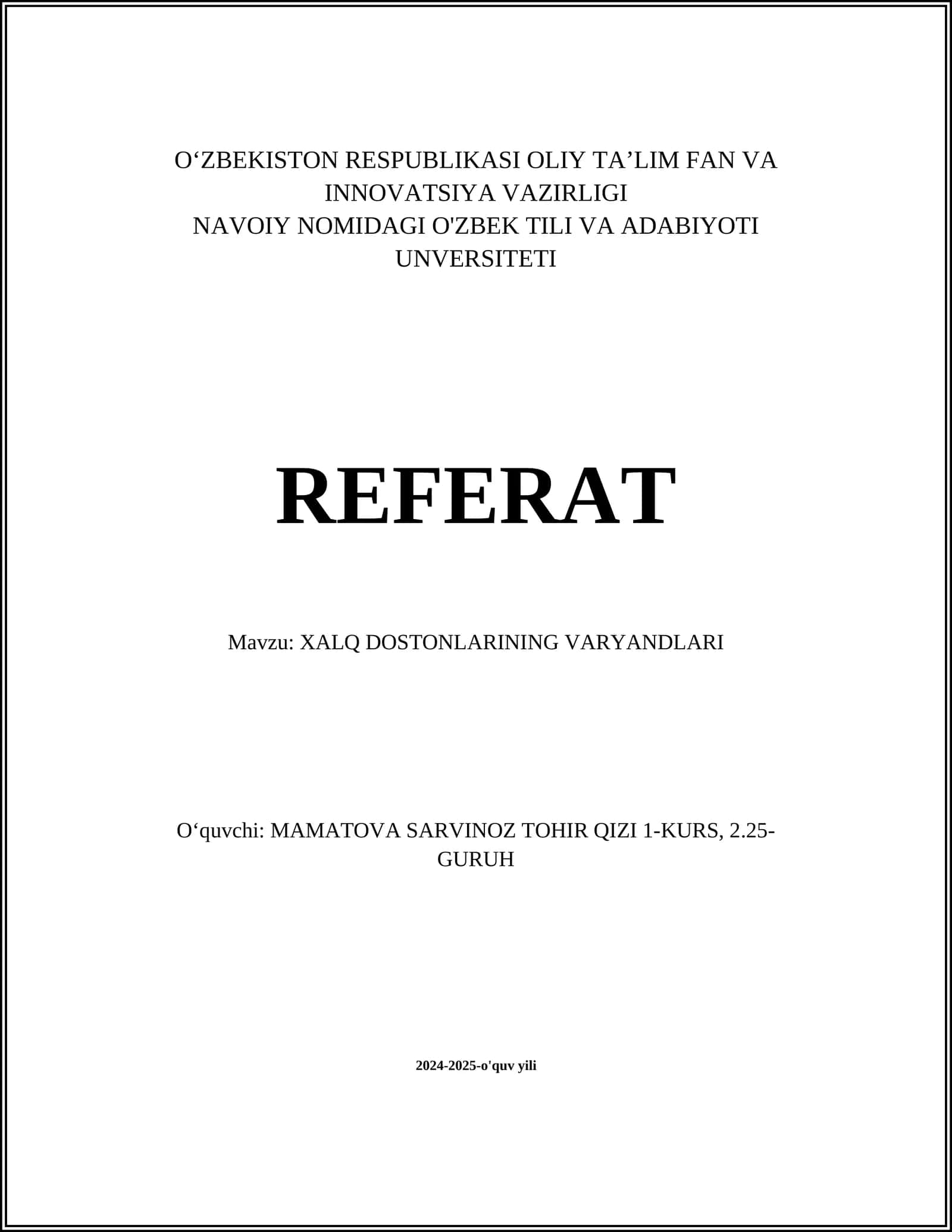 Oʻzbek xalqi dostonlari 1