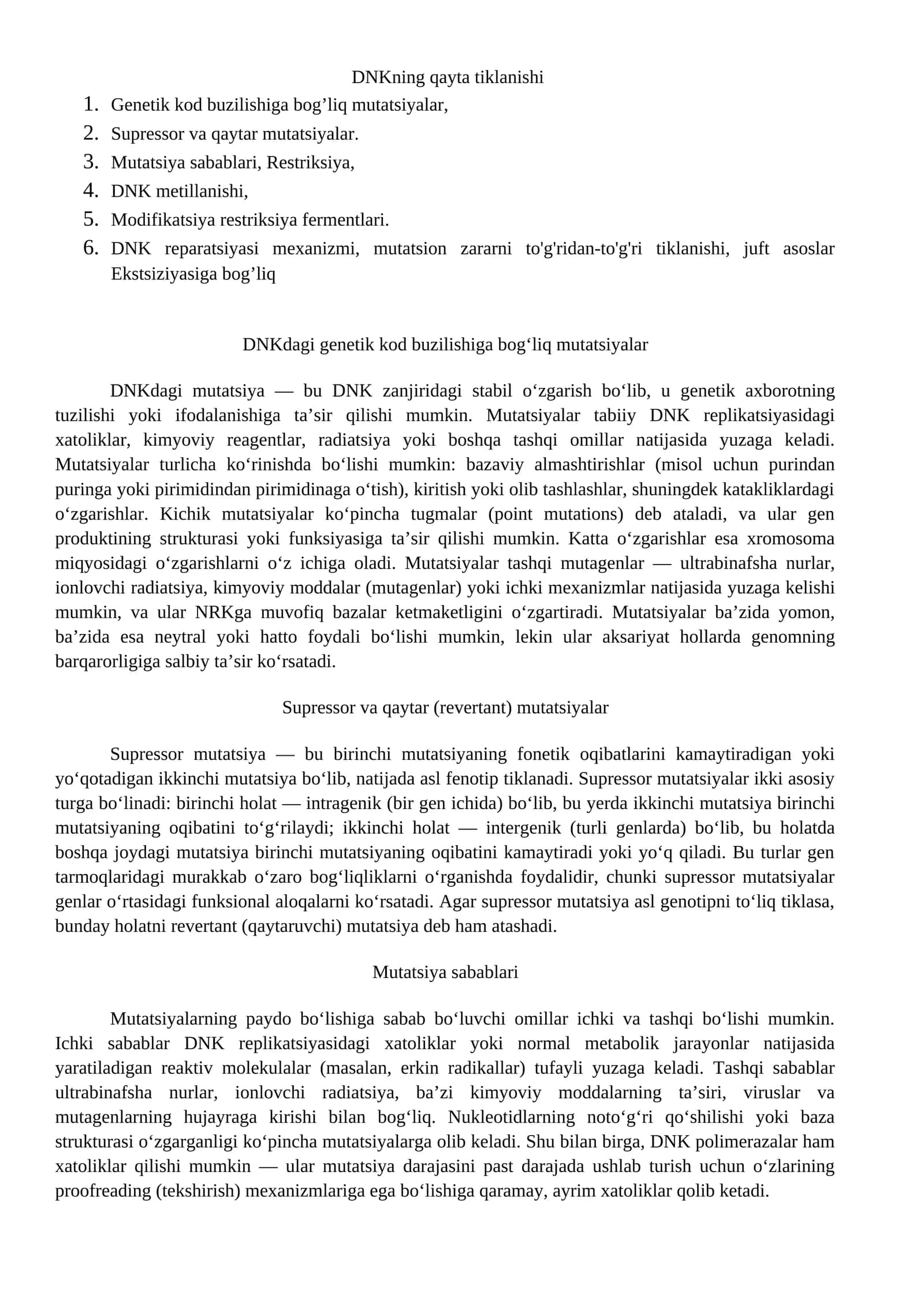 DNKning qayta tiklanishi 1