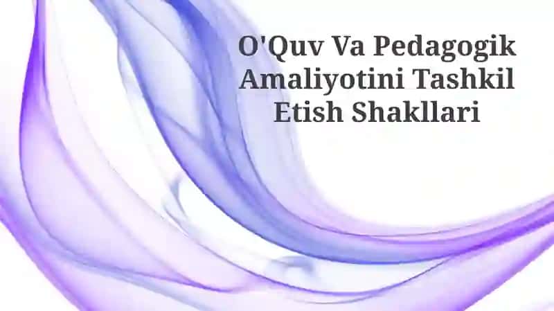 O'Quv Va Pedagogik Amaliyotini Tashkil Etish Shakllari