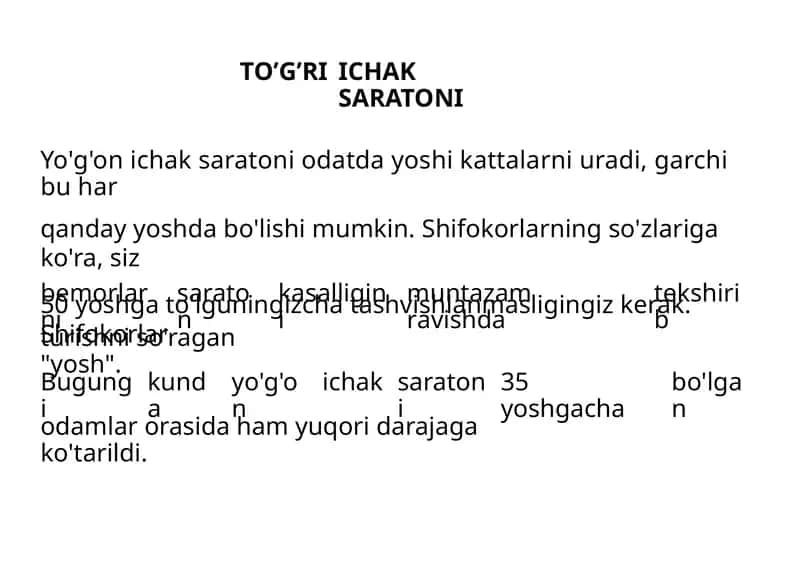 Yo'g'on ichaksaratonio datdayoshik 1