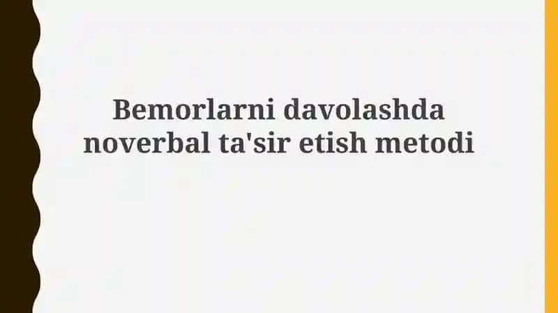 Bemorlarni davolashdan overbal ta'sir etish metodi