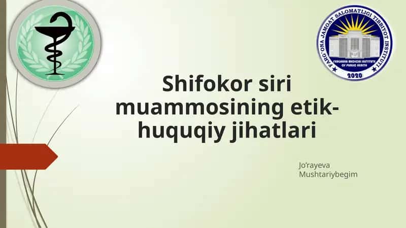Shifokor siri muammosi 1