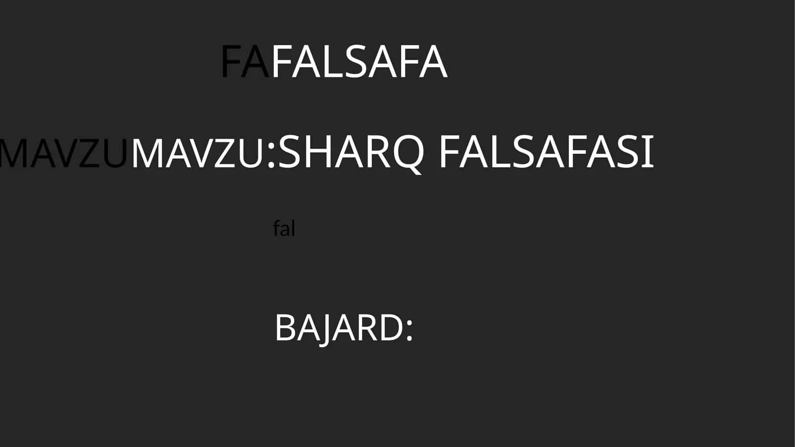 SHARQ FALSAFASI 1