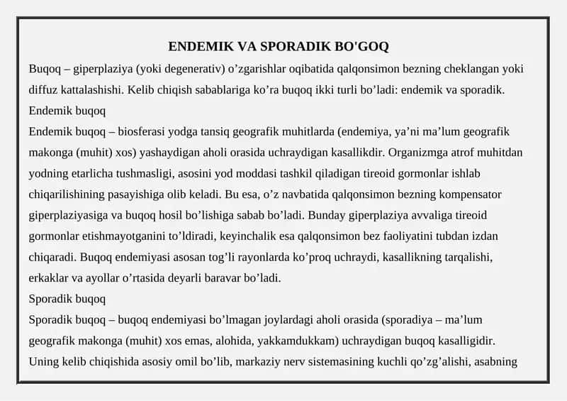 Buqoq (Endemik va Sporadik) 1