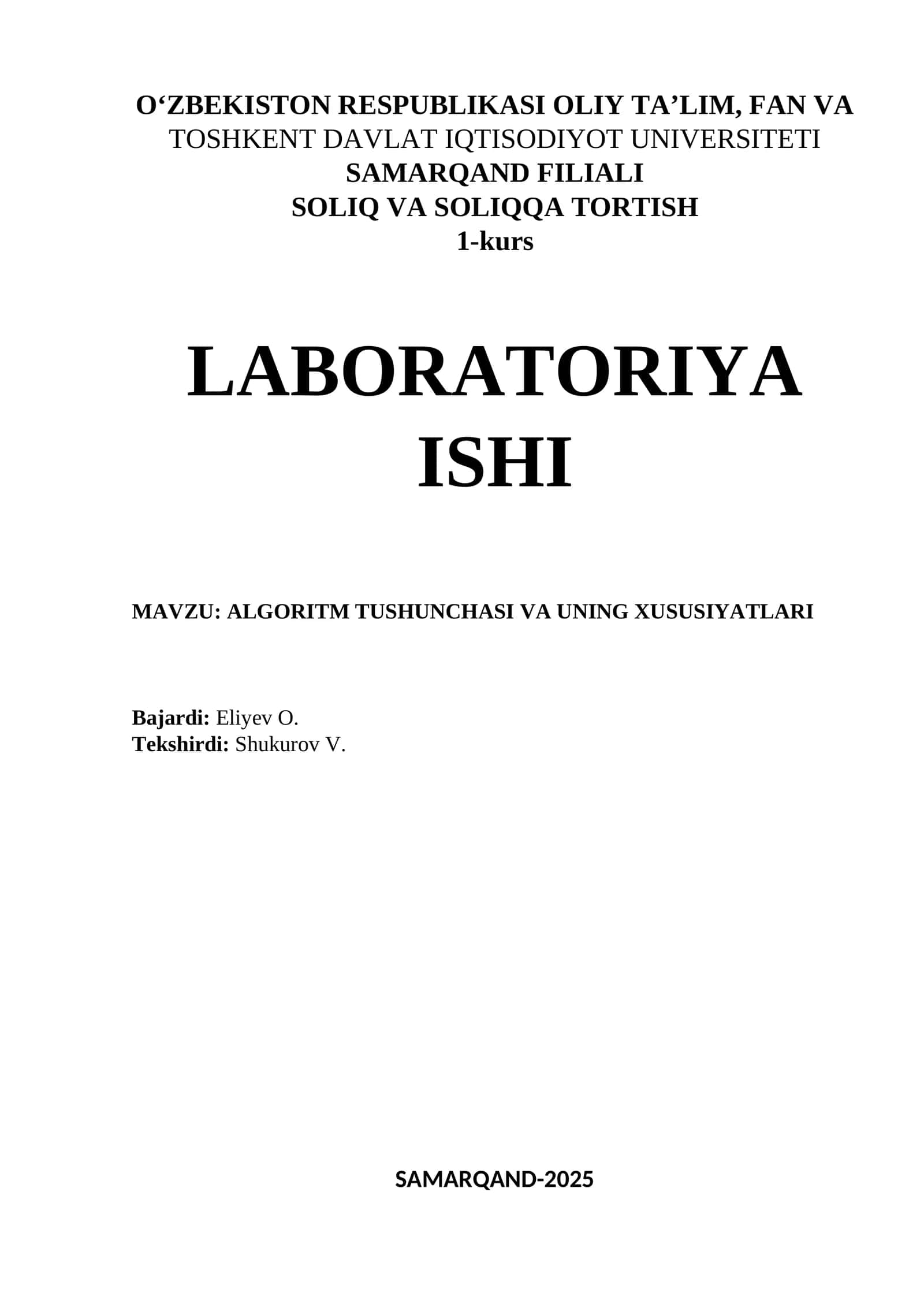 ALGORITM TUSHUNCHASI VA UNING XUSUSIYATLARI 1