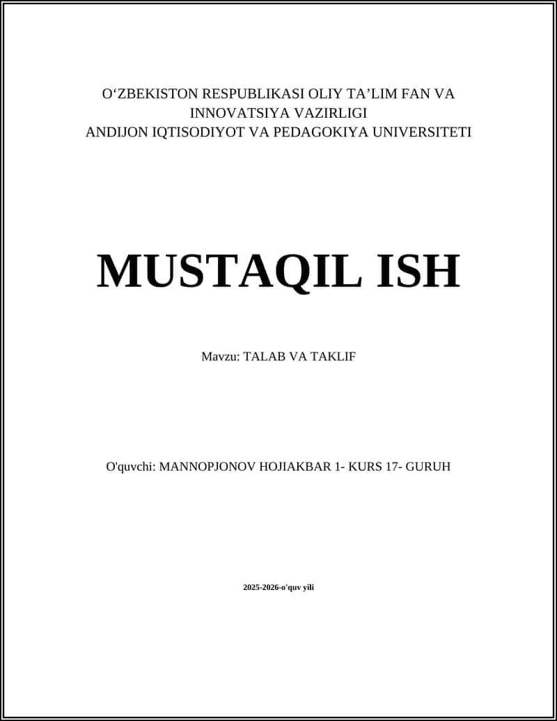 Talab va Taklif 1
