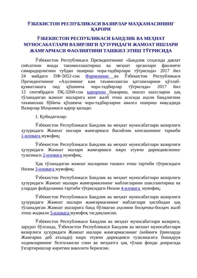 Аҳоли бандлигини таъминлаш чора-тадбирлари 1