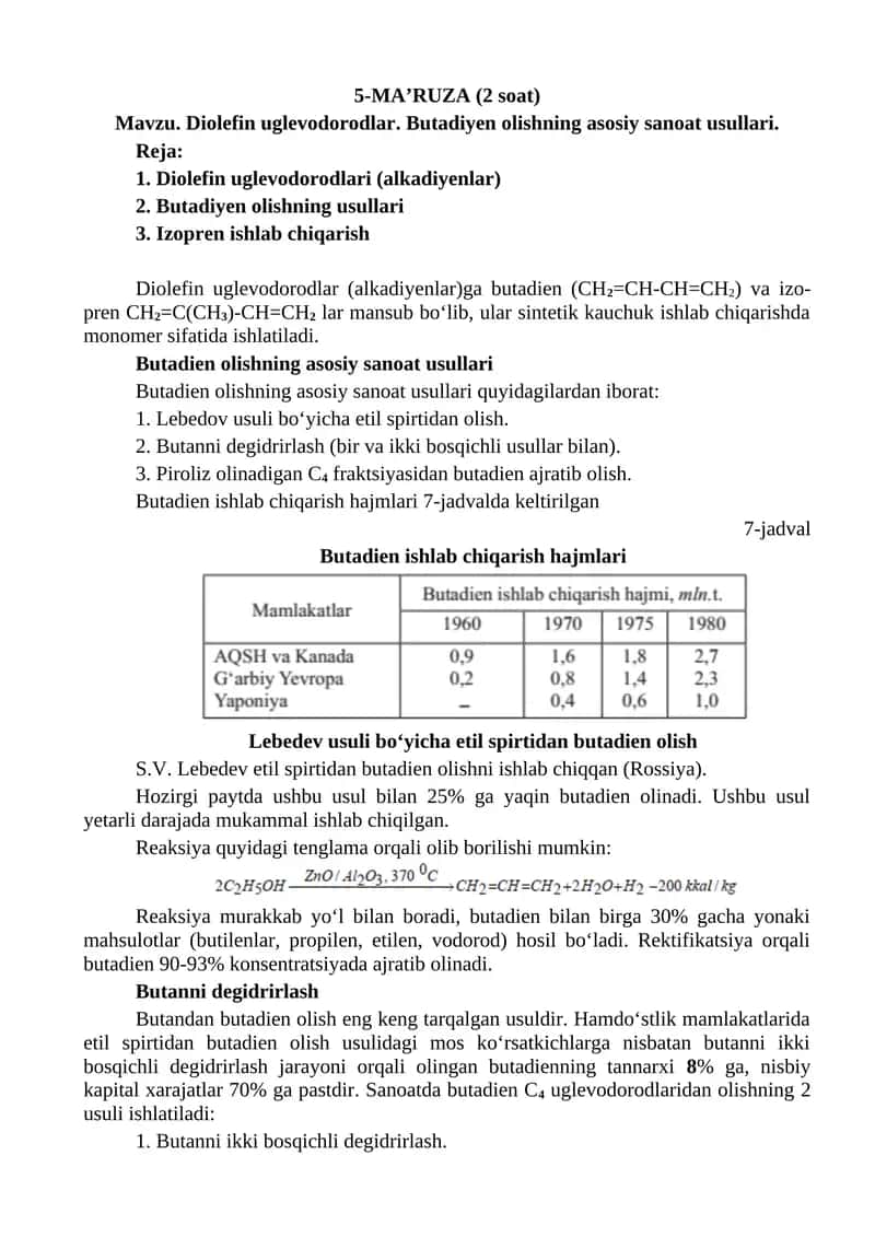 Butadiyen olish uslubi 1