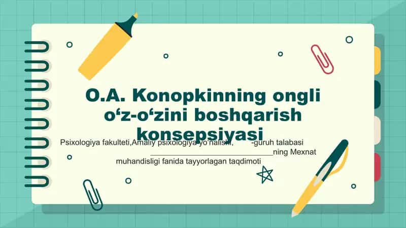 O.A.Konopkinning o‘z-o‘zini boshqarish konsepsiyasi 1