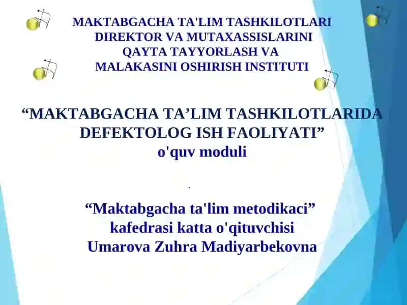 Defektolog ish faoliyati