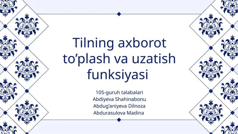 Tilning axborot to'plash va uzatish funksiyasi 1