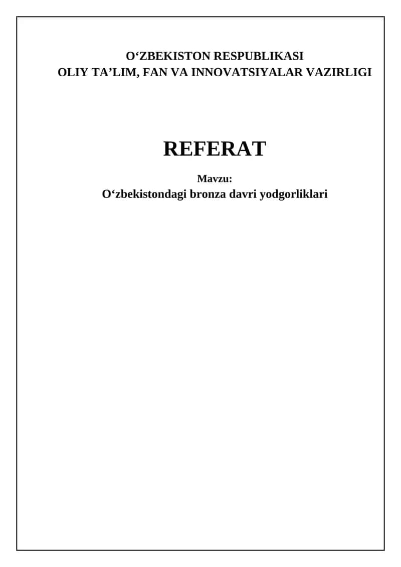 Oʻzbekistondagi bronza davri yodgorliklari 1