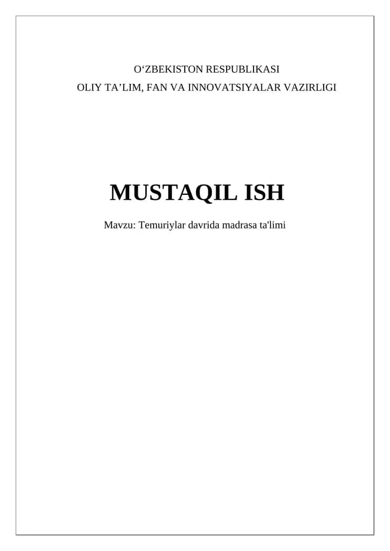 Temuriylar davrida madrasa ta'limi 1
