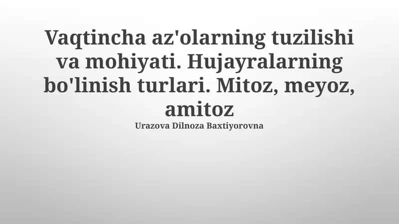 Mitosis, Meiosis, va Amitoz 1