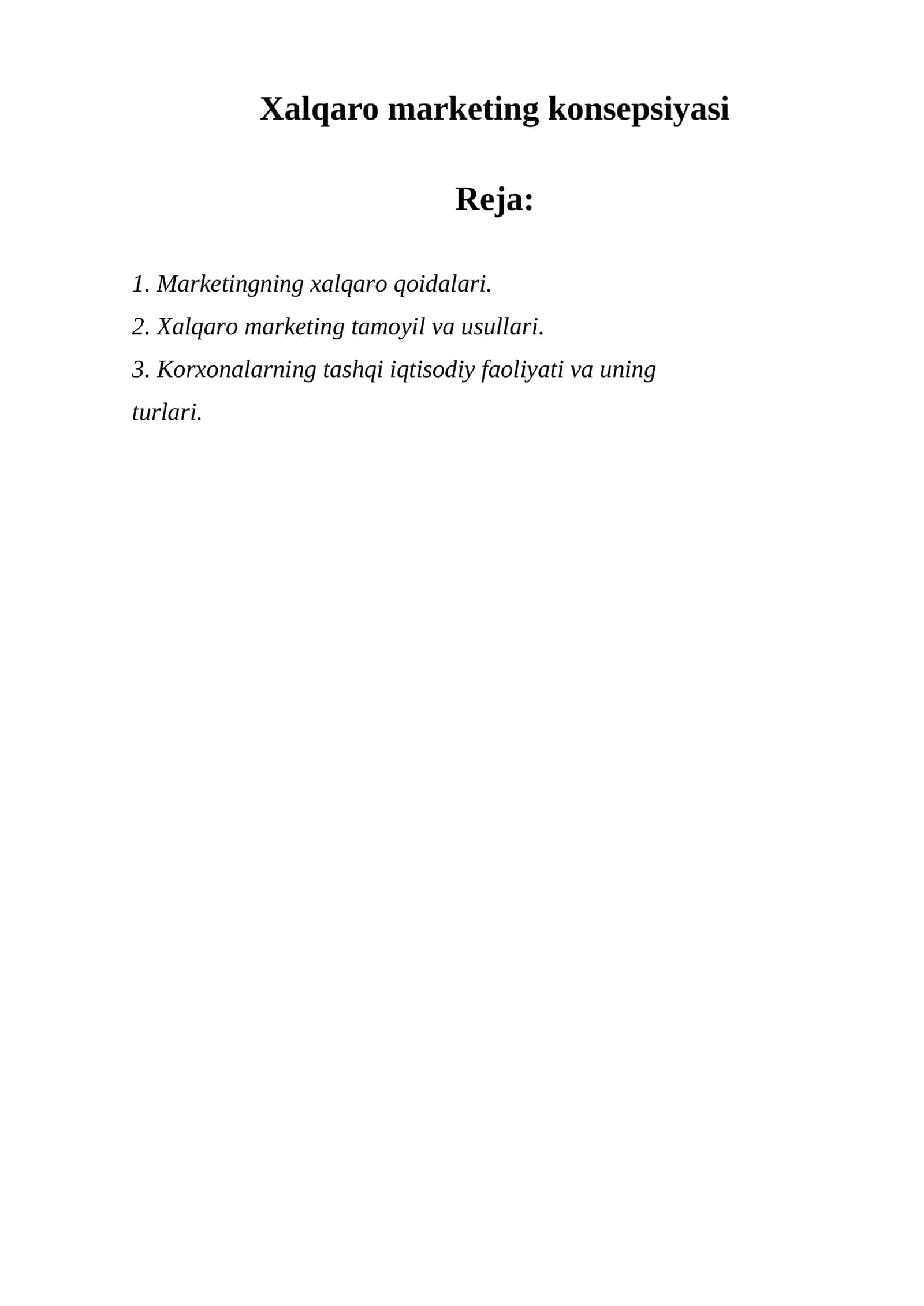 Xalqaro marketing konsepsiyasi 1