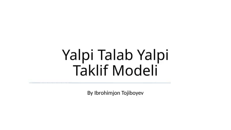 Yalpi Talab Yalpi Taklif Modeli 1