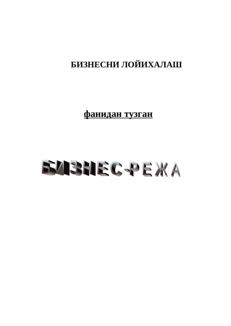 БИЗНЕСНИ ЛОЙИХАЛАШ 1