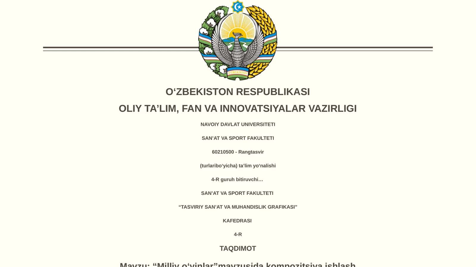 "Milliy oʻyinlar"mavzusida kompozitsiya ishlash 1