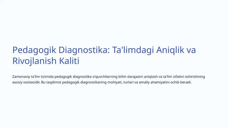 Pedagogik Diagnostika: Ta'limdagi Aniqlik va Rivojlanish Kaliti 1