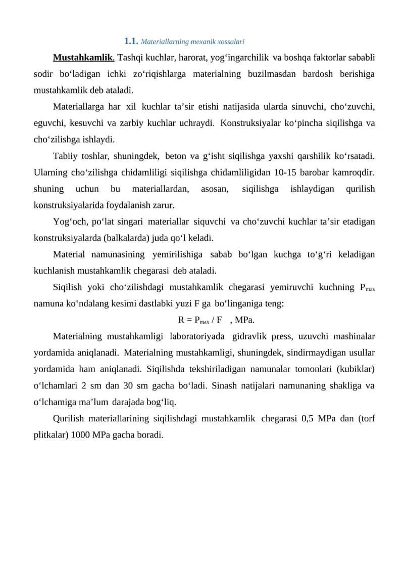 Materiallarning mexanik xossalari 1