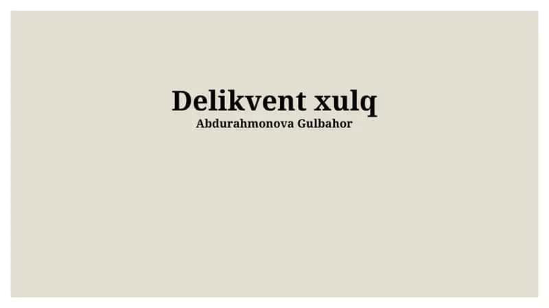 Nomaqbul Xulqning Oqibatlari 1