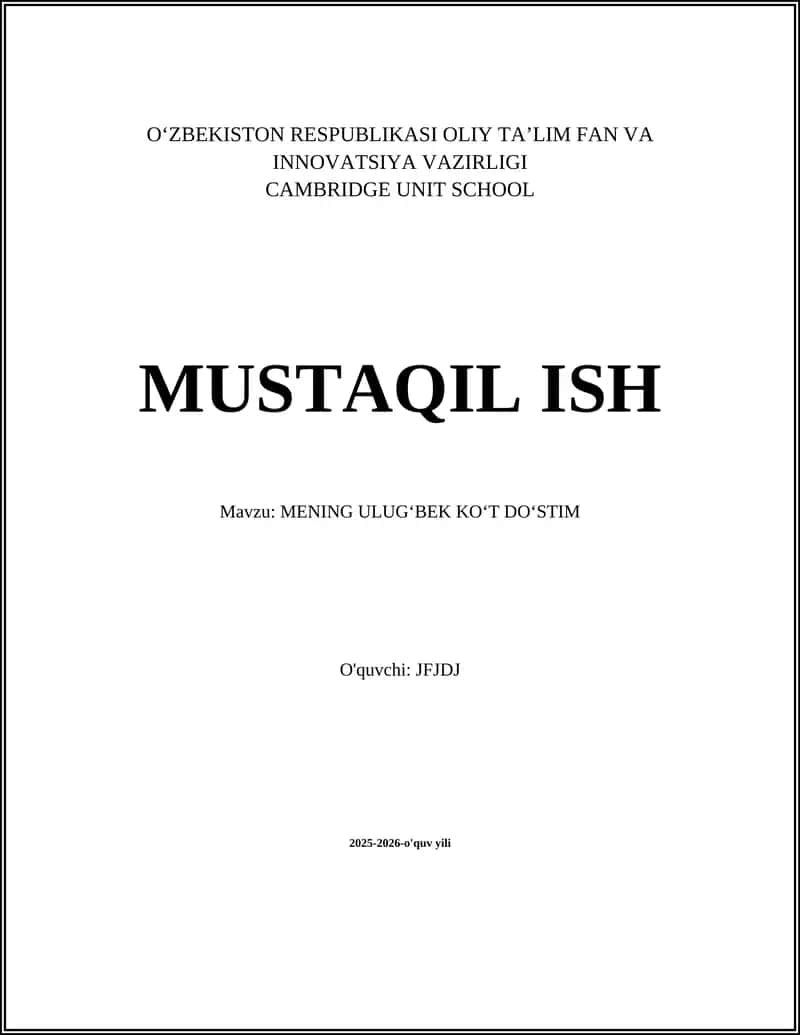 MENING ULUGʻBEK KOʻT DOʻSTIM 1