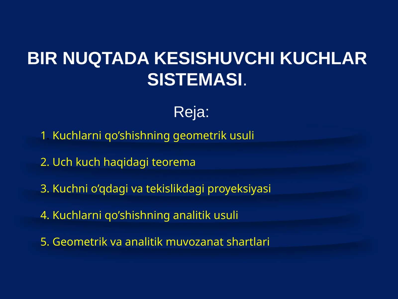 BIR NUQTADA KESISHUVCHI KUCHLAR SISTEMASI 1
