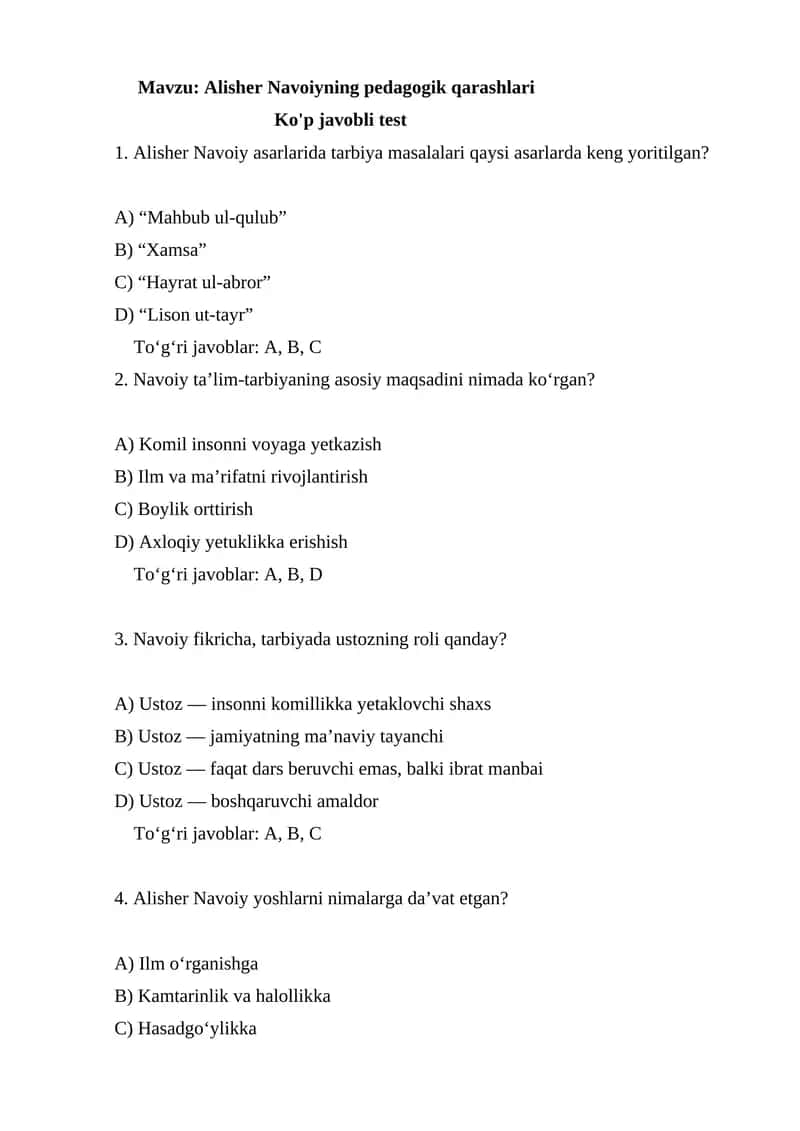 Alisher Navoiyning pedagogik qarashlari 1