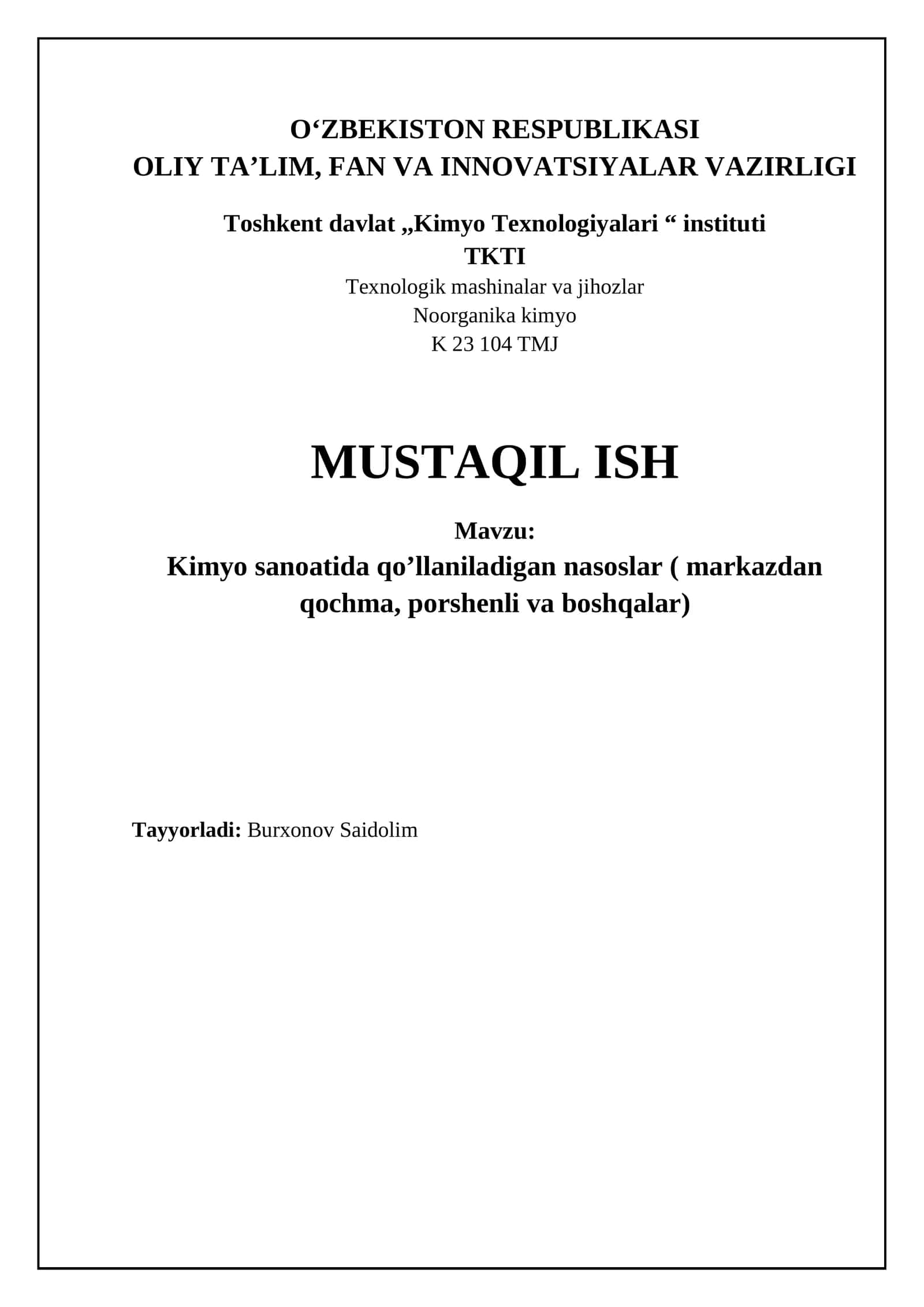Kimyo Sanoatida Ishlatiladigan Nasoslar 1