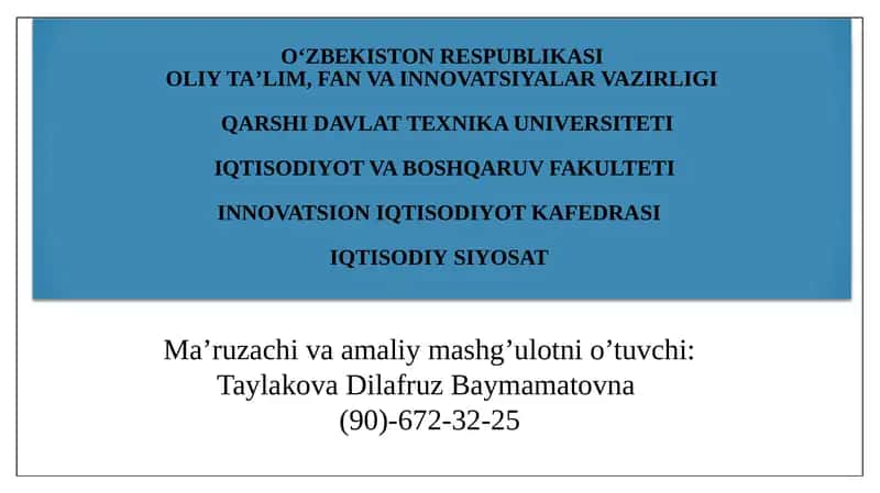 IQTISODIY SIYOSAT 1