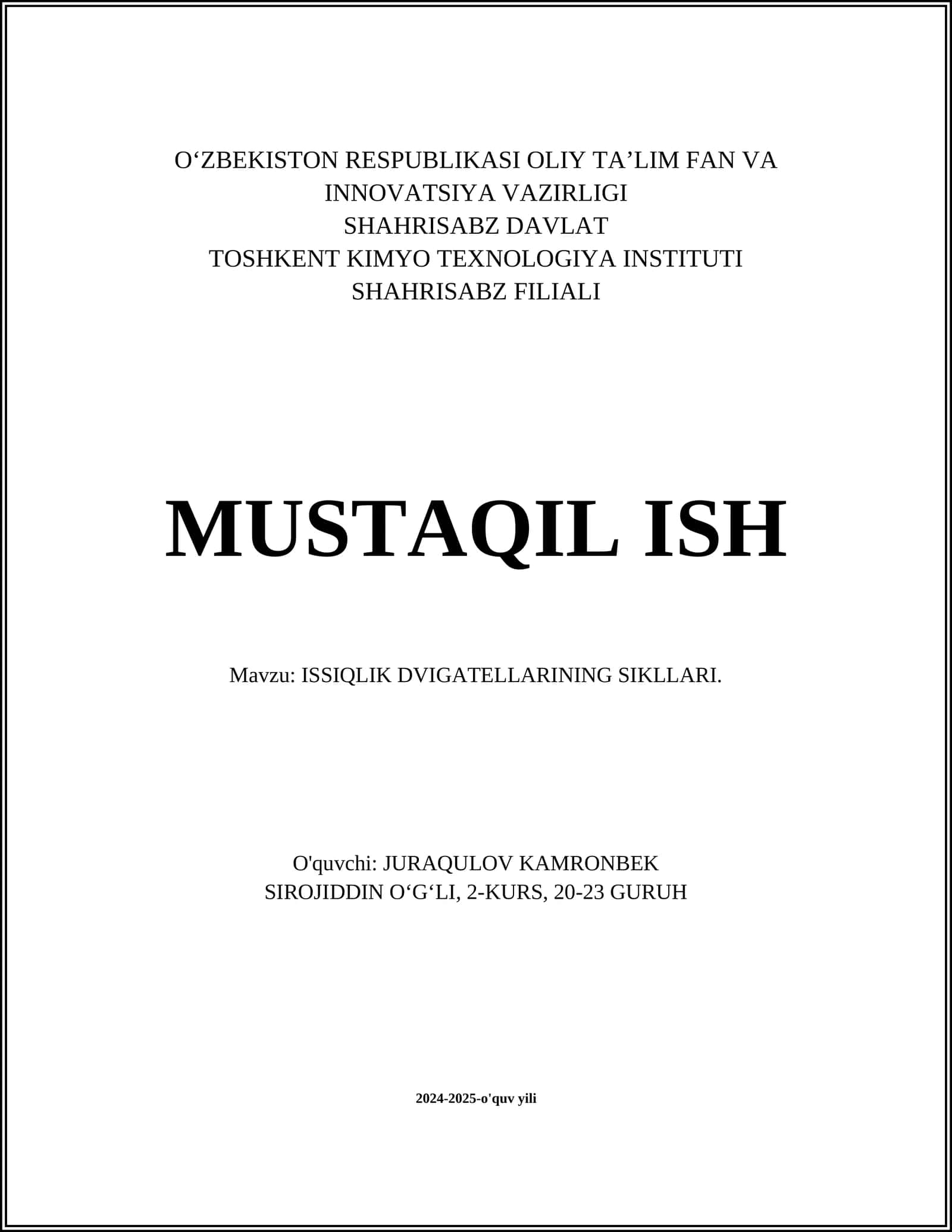 ISSIQLIK DVIGATELLARINING SIKLLARI 1