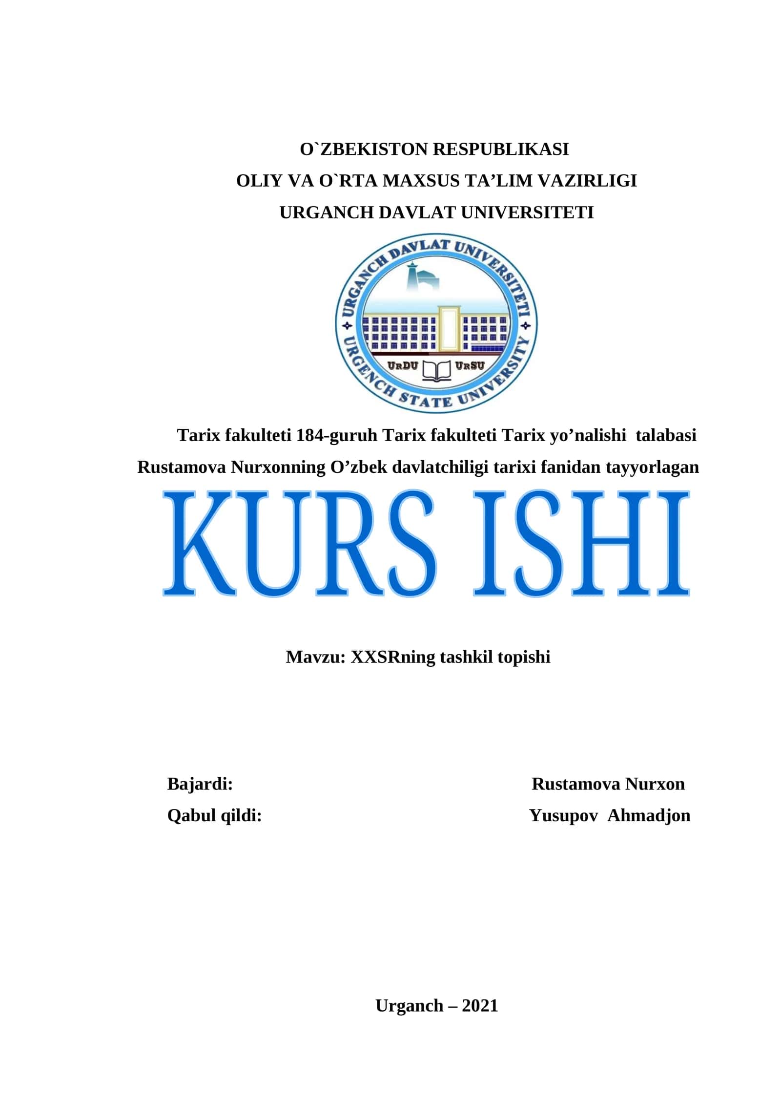 XXSRning tashkil topishi 1