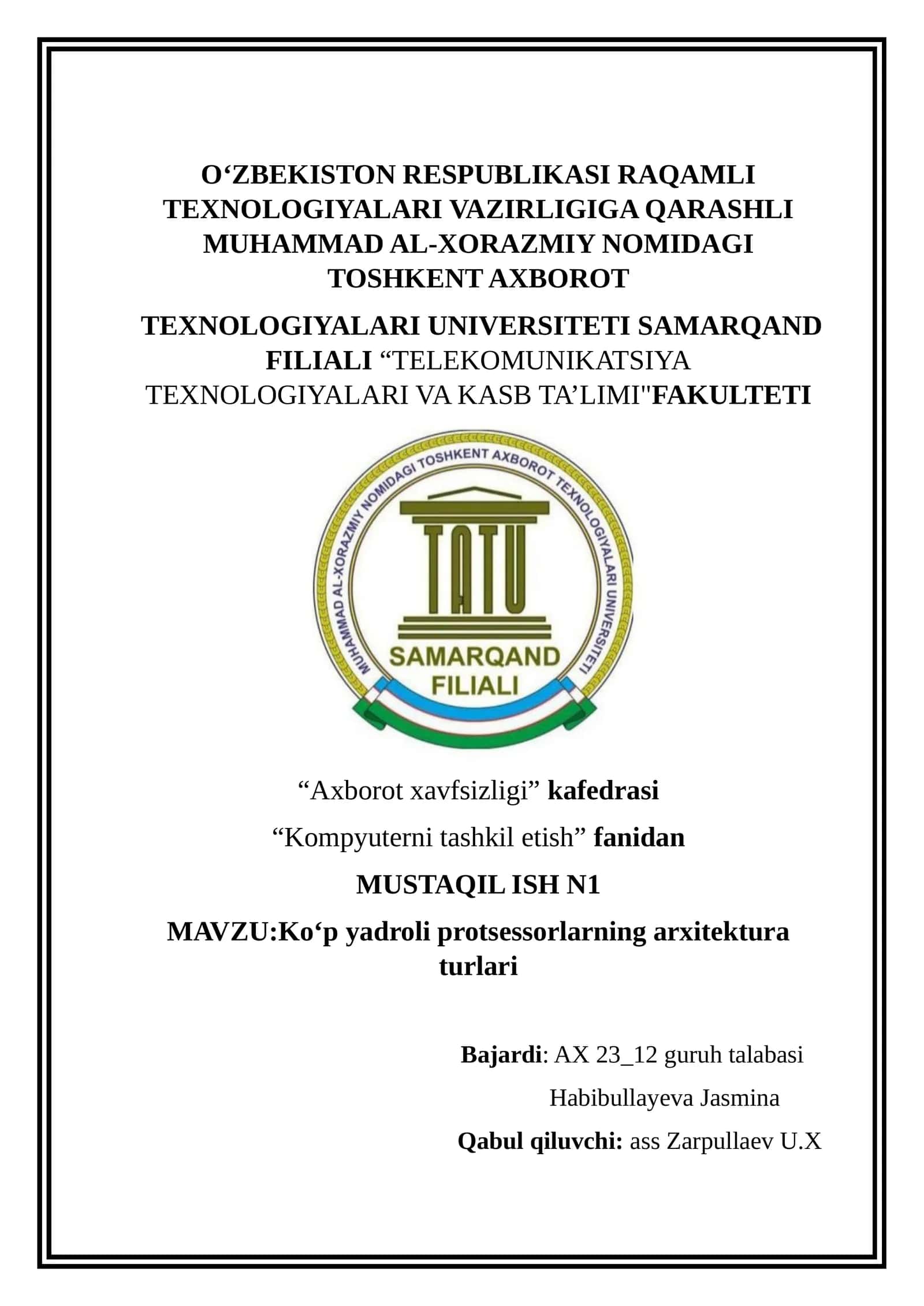 Ko‘p yadroli protsessorlarning arxitektura turlari 1