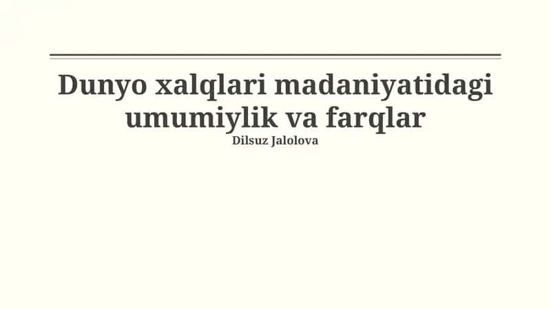 Madaniyat: Ta'rif va Elementlar 1