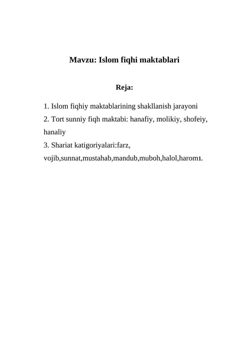 Islom fiqhi maktablari 1