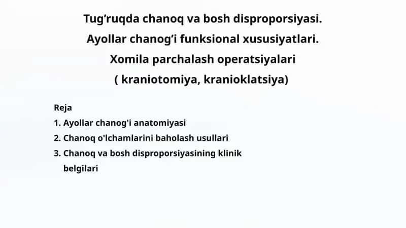 Ayollarcha nog'i bosh disproporsiyasi 1