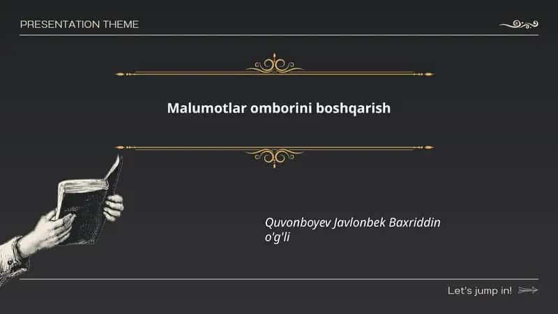 Malumotlar omborini boshqarish 1