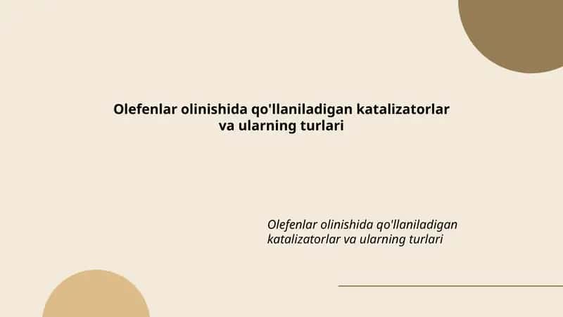 Katalizatorlar va Olefenlar 1