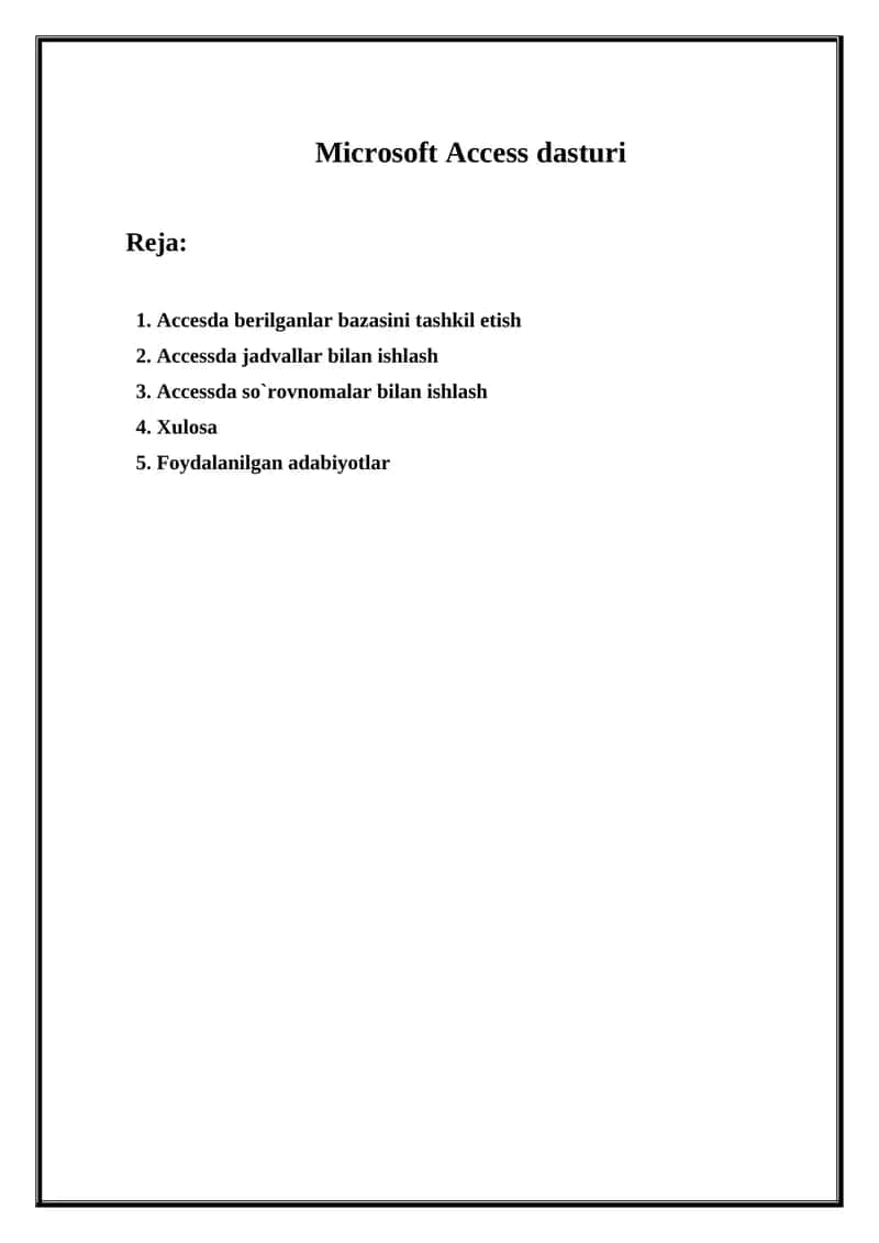 Microsoft Access dasturi 1