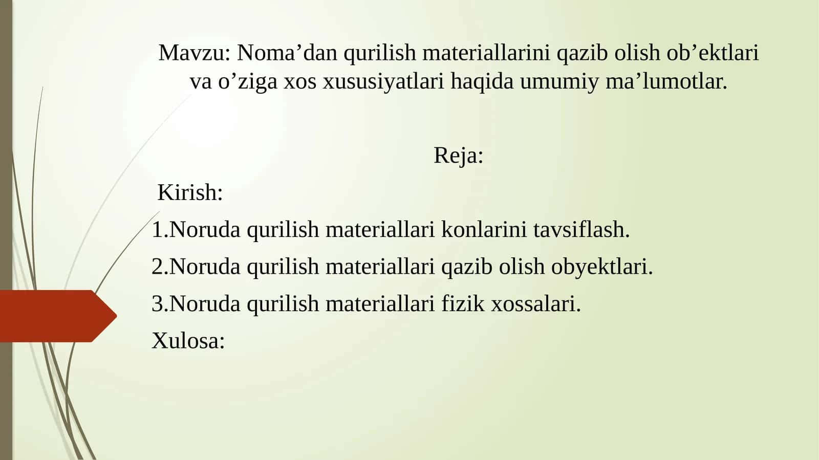 Noruda qurilish materiallari haqida umumiy ma'lumotlar 1