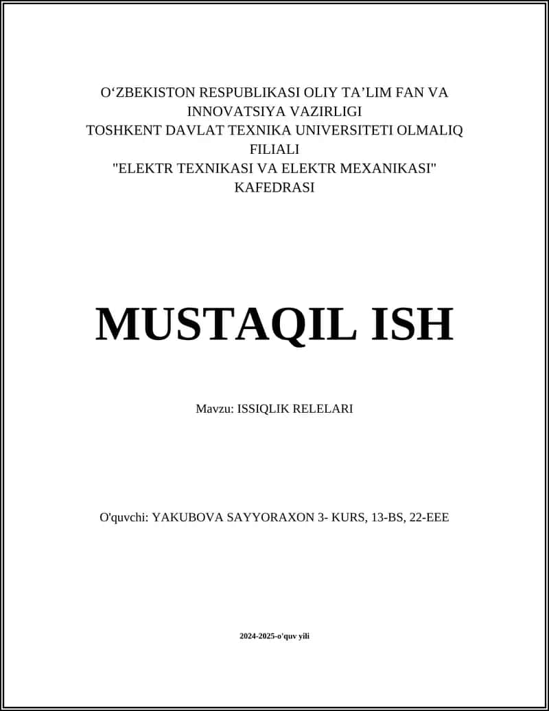 ISSIQLIK RELELARI 1