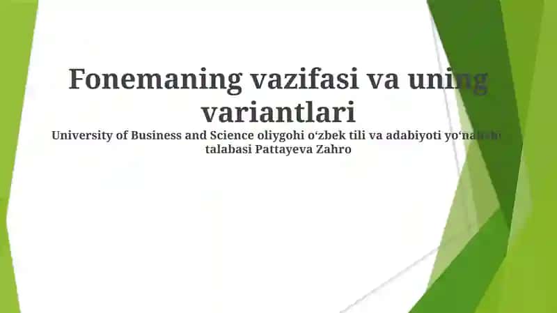 Fonemaning vazifasi va uning variantlari