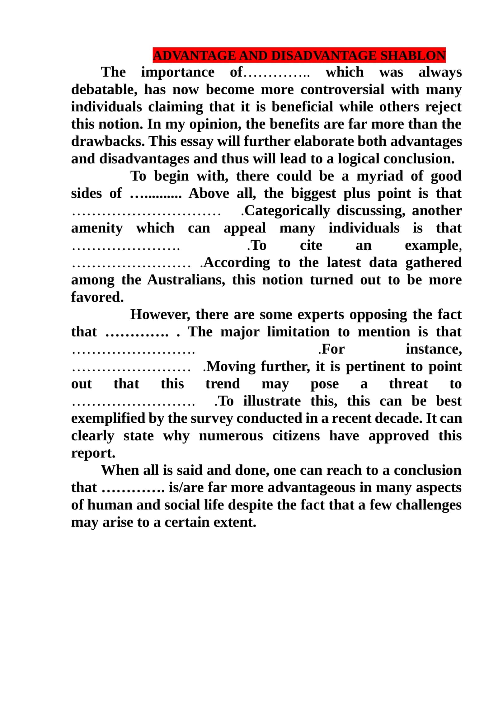 Advantage and Disadvantage Shablon 1