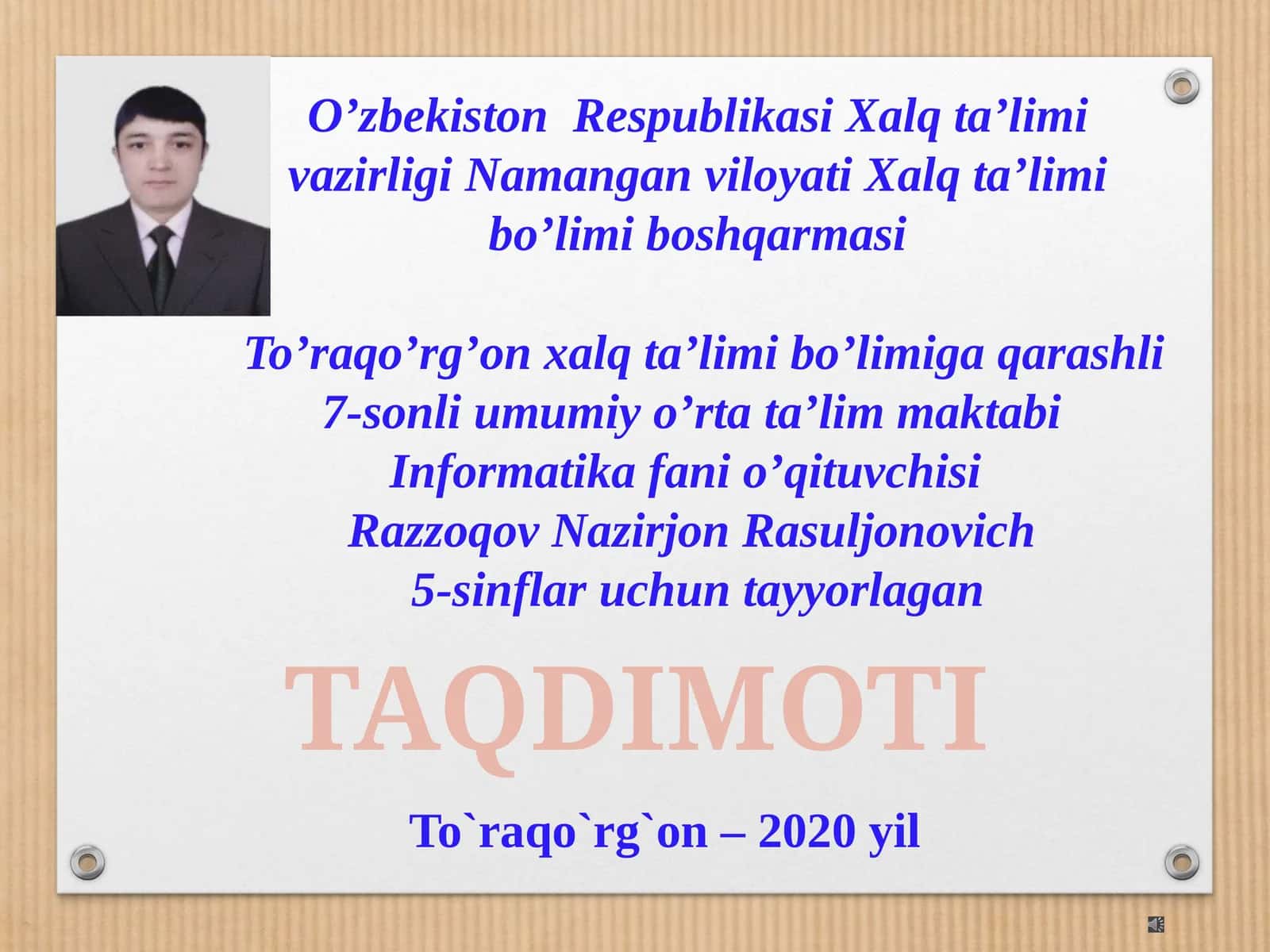Informatika fanining asosiy va qo'shimcha qurilmalari 1