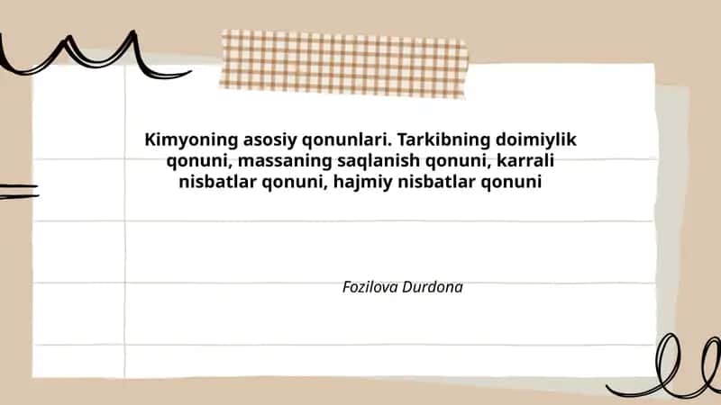 Kimyoning asosiy qonunlari 1