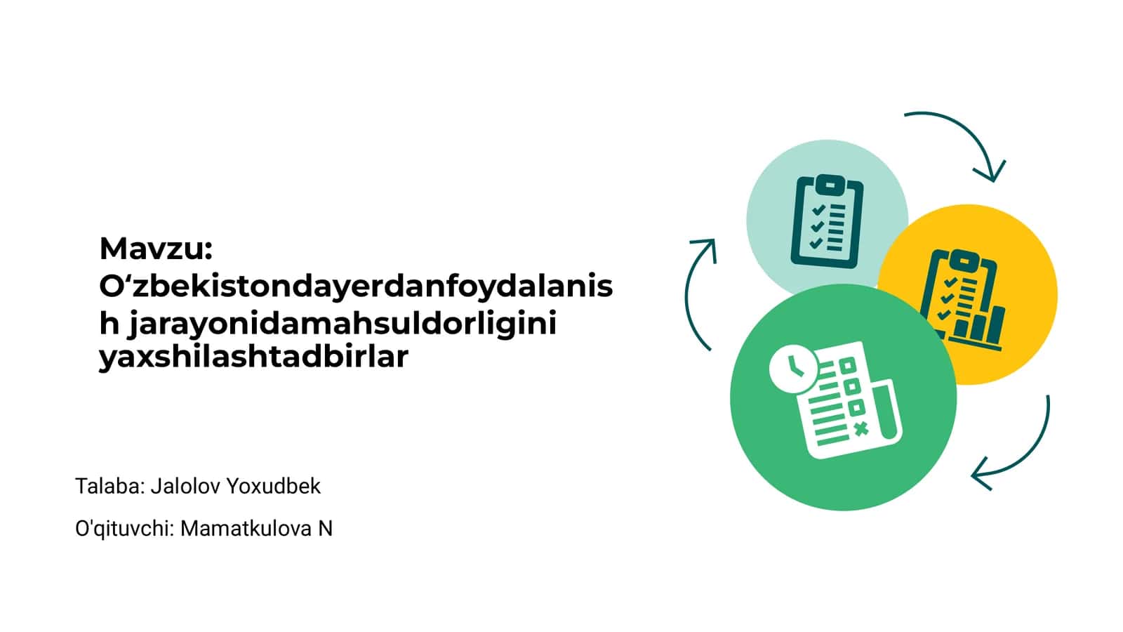 O‘zbekistondayerdanfoydalanish jarayonidamahsuldorligini yaxshilashtadbirlar 1