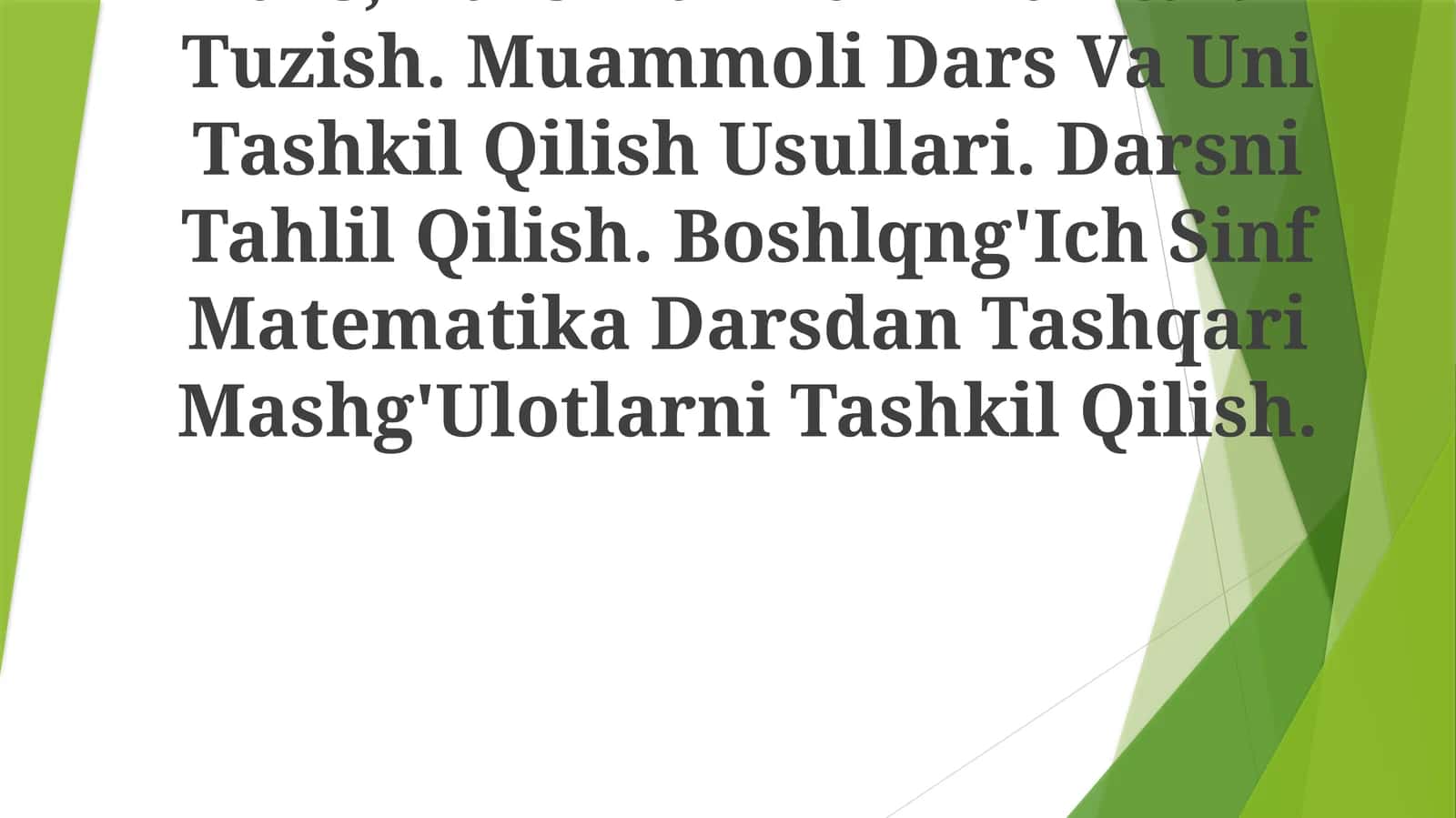 Boshlang'ich Sinf Matematika Darsdan Tashqari Mashg'Ulotlarni Tashkil Qilish 1