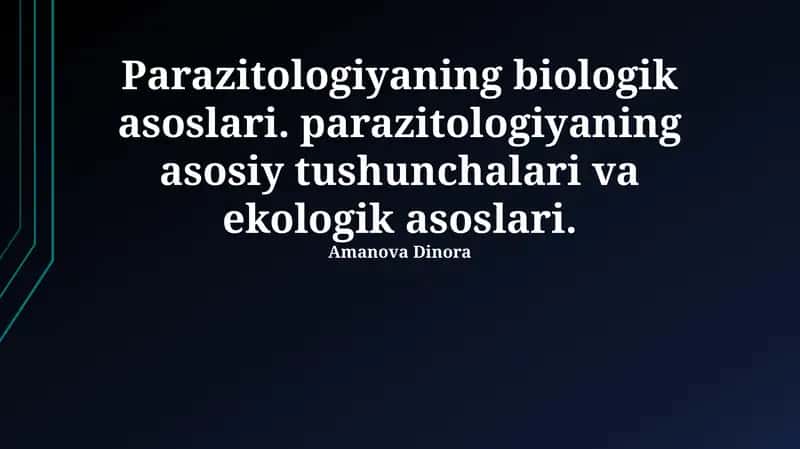 Parazitologiyaning Biologik Asoslari 1