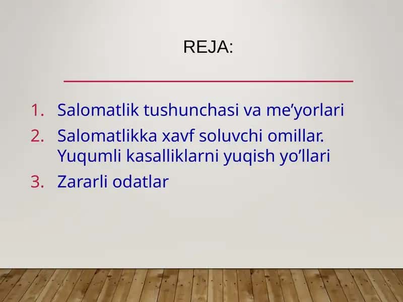 SALOMATLIK TUSHUNCHASI VA ME’YORLARI 1
