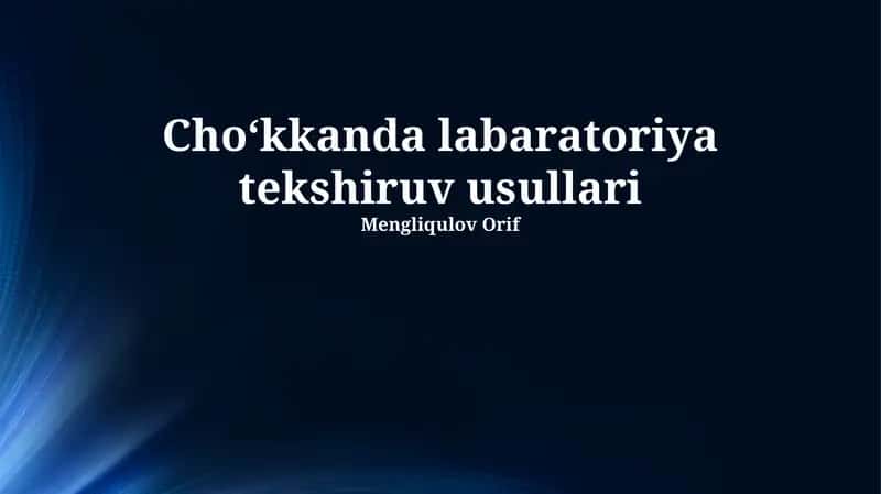 Laboratoriya Sinov Usullari 1